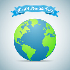 Poster - Earth globe with ribbon. World Health Day