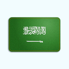 Sticker - National flag of Saudi Arabia with denim texture and orange seam. Realistic image of a tissue made in vector illustration.