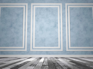 Wall Mural - Empty abstract room with old wood floor. 3D Render