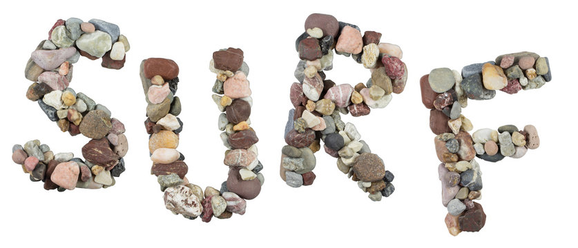 SURF – Beach pebbles on white background
