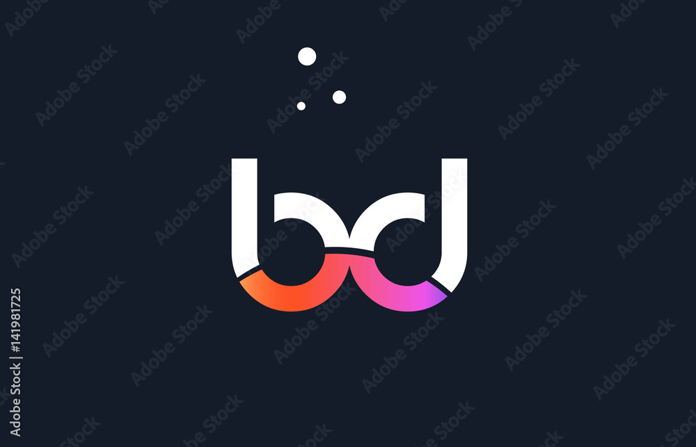 bd b d pink purple white blue alphabet letter logo icon template Stock ...