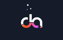 Da D A  Pink Purple White Blue Alphabet Letter Logo Icon Template