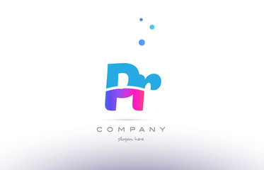 pr p r  pink blue white modern alphabet letter logo icon template