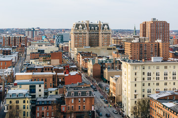 Poster - View of buildings along Charles Street in Mount Vernon, Baltimore, Maryland.