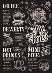 Coffee menu restaurant, food template.