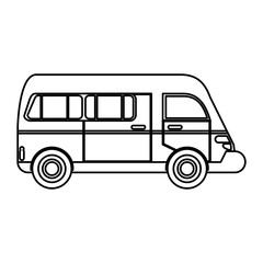 Canvas Print - van transport vehicle urban outline vector illustration eps 10