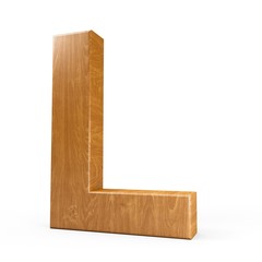 Fototapete - 3d Rendering wood material letter L isolated white background