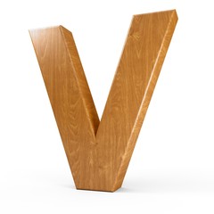 Fototapete - 3d Rendering wood material letter V isolated white background