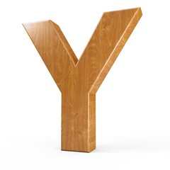 Fototapete - 3d Rendering wood material letter Y isolated white background