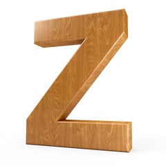 Fototapete - 3d Rendering wood material letter Z isolated white background