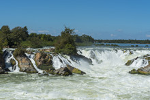 Waterfall In Laos, Khong International River