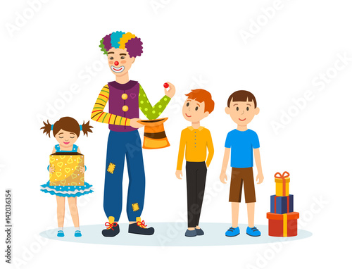Fotografía Clown animator, shows tricks and scenes, amusing and delighting children