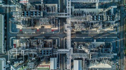 aerial view oil refinery, refinery architecture building plant, refinery factory for city.