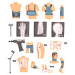 © topvectors - Orthopedic Surgery And Orthopaedics Attributes And Tools Set Of Cartoon Icons With Bandages, X-rays And Other Medical Objects.