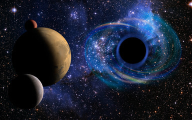 Wall Mural - stars are collapsing in a deep spiral, attracted by the huge gravitational field of black hole. thre