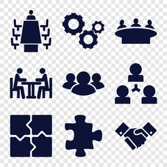 Wall Mural - Set of 9 teamwork filled icons