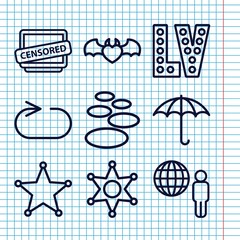 Poster - Set of 9 grunge outline icons