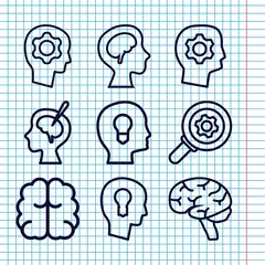 Poster - Set of 9 brain outline icons