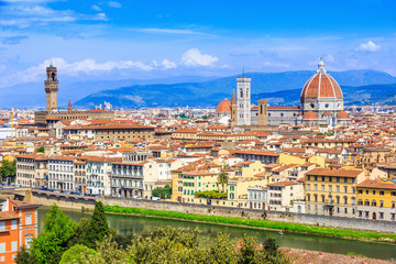 Wall Mural - Florence, Italy. View of the old town from Piazzale Michelangelo.