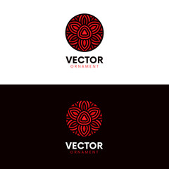 Aufkleber - Mosaic rose sign flower ornament circle logo icon. Mandala flat design.