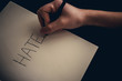 Hate concept - hand writing hate on book