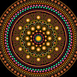 Dot painting mandala in aboriginal style, round ornament