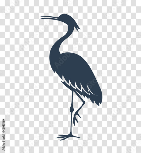Cuadros en Lienzo silhouette heron, stork, bird black