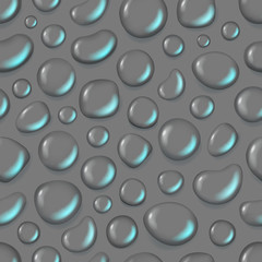 Poster - Different water drops vector seamless background. Transparent liquid elements