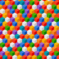 Aufkleber - Abstract background of color cubes. Vector seamless pattern
