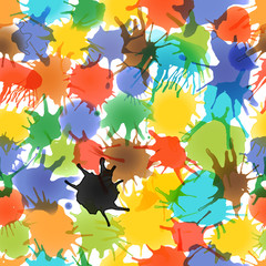 Poster - Different watercolor elements seamless vector background