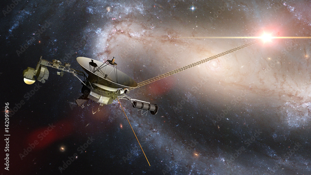 Photo Art Print Voyager Spacecraft In Front Of A Galaxy And A Bright Nearby Star In Deep Space