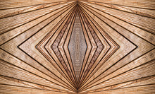 Abstract Symmetry Brown Wooden Pattern As Background.