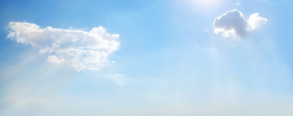 Wall Mural - sky background. nature composition. panoramic sunset sky background. bright blue sky with lighted cl