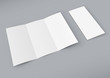 Blank white trifold booklet isolated on color background.