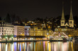 A cityscape of Luzern at night