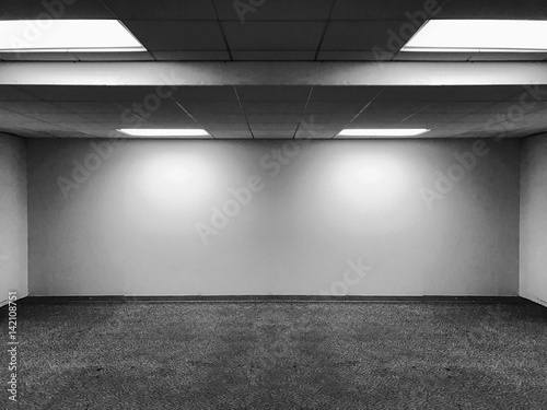 Perspective view of Empty Space Classic Office Room with Row Ceiling ... Perspective view of Empty Space Classic Office Room with Row Ceiling ...