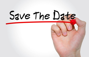Poster - Hand writing inscription Save The Date with marker, concept