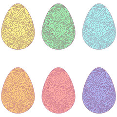 Poster - vector set of colorful ornate eggs