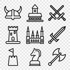 Poster - Set of 9 knight outline icons