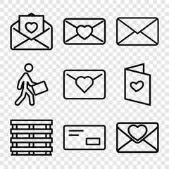 Wall Mural - Set of 9 mail outline icons