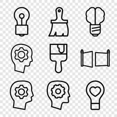 Fototapete - Set of 9 creativity outline icons