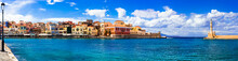 Landmarks Of Greece - Beautiful Venetian Town Chania In Crete Island