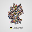Large group of people in Germany map form. Background for presentation.