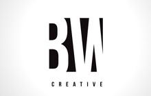 BW B W White Letter Logo Design With Black Square.
