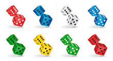Vector Game Illustration. Six Sided Casino Dice Isolated On White Background. Gambling Template