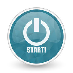Fototapete - Start brillant crystal design round blue web icon.