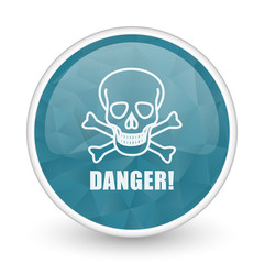 Fototapete - Danger skull brillant crystal design round blue web icon.