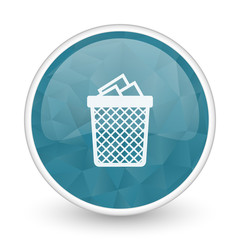 Leinwandbilder - Trash can brillant crystal design round blue web icon.