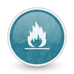 Fototapete - Flame brillant crystal design round blue web icon.
