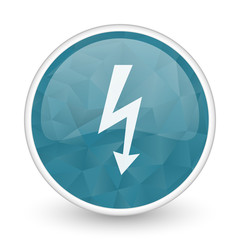 Poster - Bolt brillant crystal design round blue web icon.
